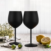 Sada nerezových pohárov na koktaily Livole, poháre na červené víno na stopke, nerozbitné, 550 ml, matná čierna, 2 ks, na párty, piknik, kempovanie 2