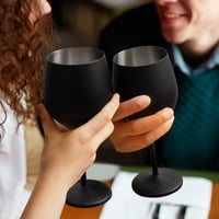 Sada nerezových pohárov na koktaily Livole, poháre na červené víno na stopke, nerozbitné, 550 ml, matná čierna, 2 ks, na párty, piknik, kempovanie 4