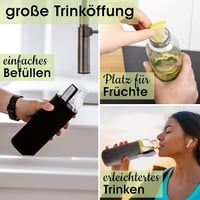 LIVONDO Üveg Kulacs 0,5 Literes Rozsdamentes Acél Csavaros Kupakkal és Neoprén Tokkal, Mosogatógépben Mosható, Sárga 5