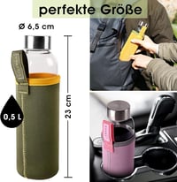 LIVONDO Üveg Kulacs 0,5 Literes Rozsdamentes Acél Csavaros Kupakkal és Neoprén Tokkal, Mosogatógépben Mosható, Sárga 6