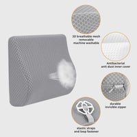 Livtribe Memóriahabos Deréktámasz Párna - Ergonomikus Háttámasz Autóüléshez, Irodai Székhez, Kerekesszékhez, Légáteresztő Huzattal, Szürke 3