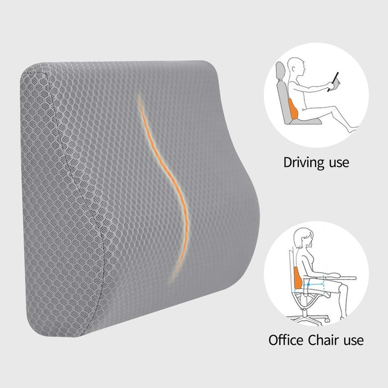 Livtribe Memóriahabos Deréktámasz Párna - Ergonomikus Háttámasz Autóüléshez, Irodai Székhez, Kerekesszékhez, Légáteresztő Huzattal, Szürke
