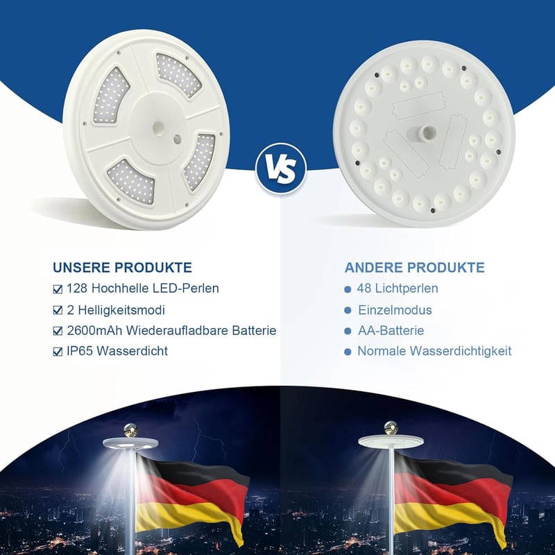 Lixada 128 LED-es napelemes zászlórúd lámpa vízálló 15-25ft