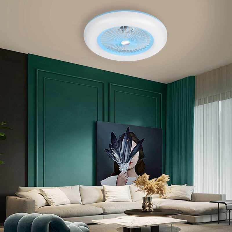 Lixada LED Mennyezeti Ventilátor Távirányítóval Kék 36W Hálószoba Nappali