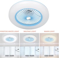 Lixada LED Mennyezeti Ventilátor Távirányítóval Kék 36W Hálószoba Nappali 3