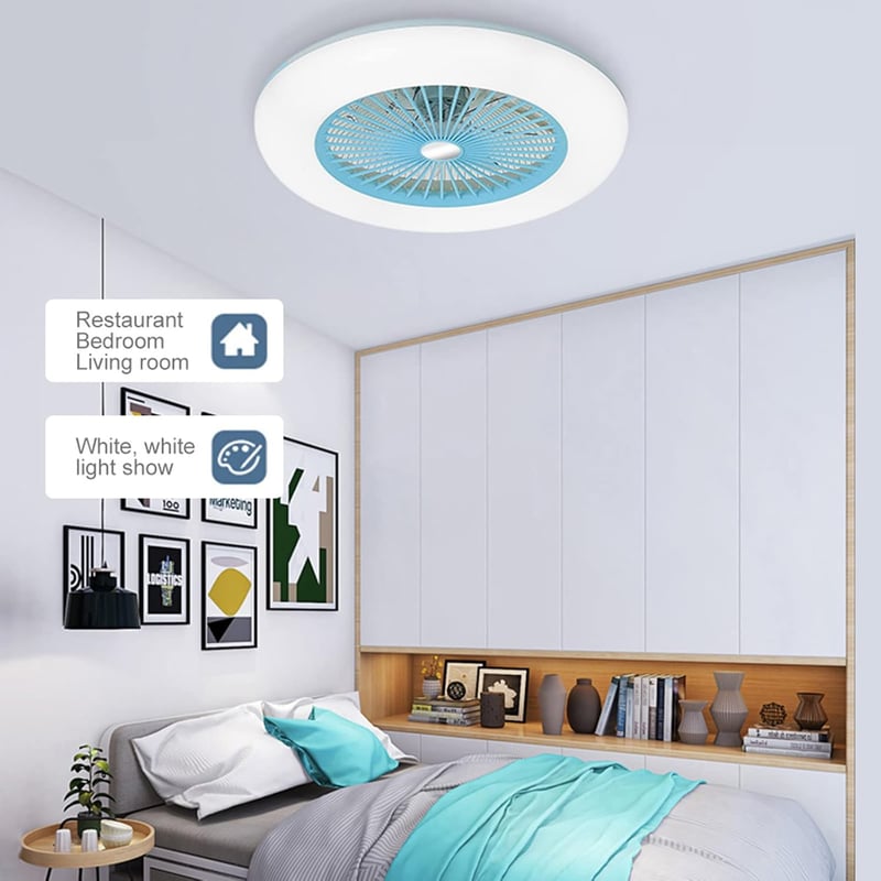 Lixada LED Mennyezeti Ventilátor Távirányítóval Kék 36W Hálószoba Nappali