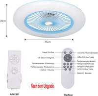 Lixada LED Mennyezeti Ventilátor Távirányítóval Kék 36W Hálószoba Nappali 2