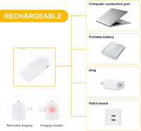 Liyade 2m 20 LED meleg fehér tündérfény USB töltővel, vízálló dekoráció 6db 3