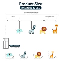 Ghirlandă luminoasă cu animale Liyade, 2,2 m, 12 LED-uri, alb cald, cu temporizator, decorațiune luminoasă 2