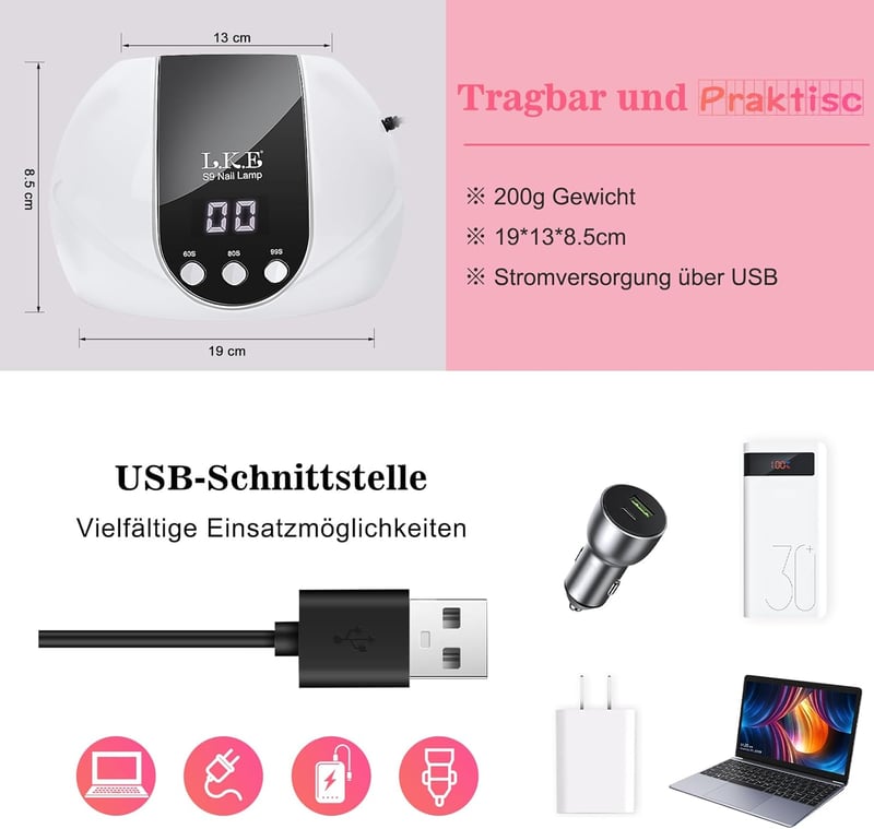LKE UV Lámpa Műkörömhöz - 54W LED Körömszárító 3 Időzítővel, LCD Kijelzővel és Autó Érzékelővel - Minden UV Zselé Lakhoz, Kezdőknek és Profi