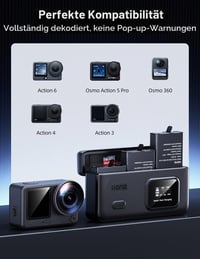 Încărcător rapid llano AC3 30W cu 3 acumulatori de 1950 mAh pentru camerele DJI Osmo Action 6/5 Pro/4/3 și Osmo 360, încărcare PD cu trei sloturi, afișaj LED 6