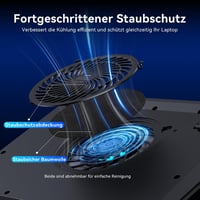 llano Gaming laptop hűtőpad 14 cm extra nagy ventilátorral, fekete, 15-19 col, 3 port USB hub, záró hab, RGB nélkül 3
