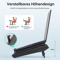 llano Gaming laptop hűtőpad 14 cm extra nagy ventilátorral, fekete, 15-19 col, 3 port USB hub, záró hab, RGB nélkül 5