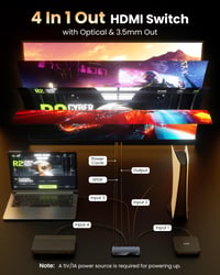 Prepínač Llano HDMI 2.1, 4 v 1, 8K@60Hz, 4K@120Hz, audio extraktor, optický a 3,5 mm výstup, SPDIF 7.1Ch, 48 Gb/s, kompatibilný s PS4/PS5 a Xbox 2