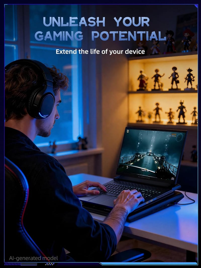 llano RGB Gaming Laptop Cooler 15-19 Hüvelykes Hűtőpad USB 3 Port