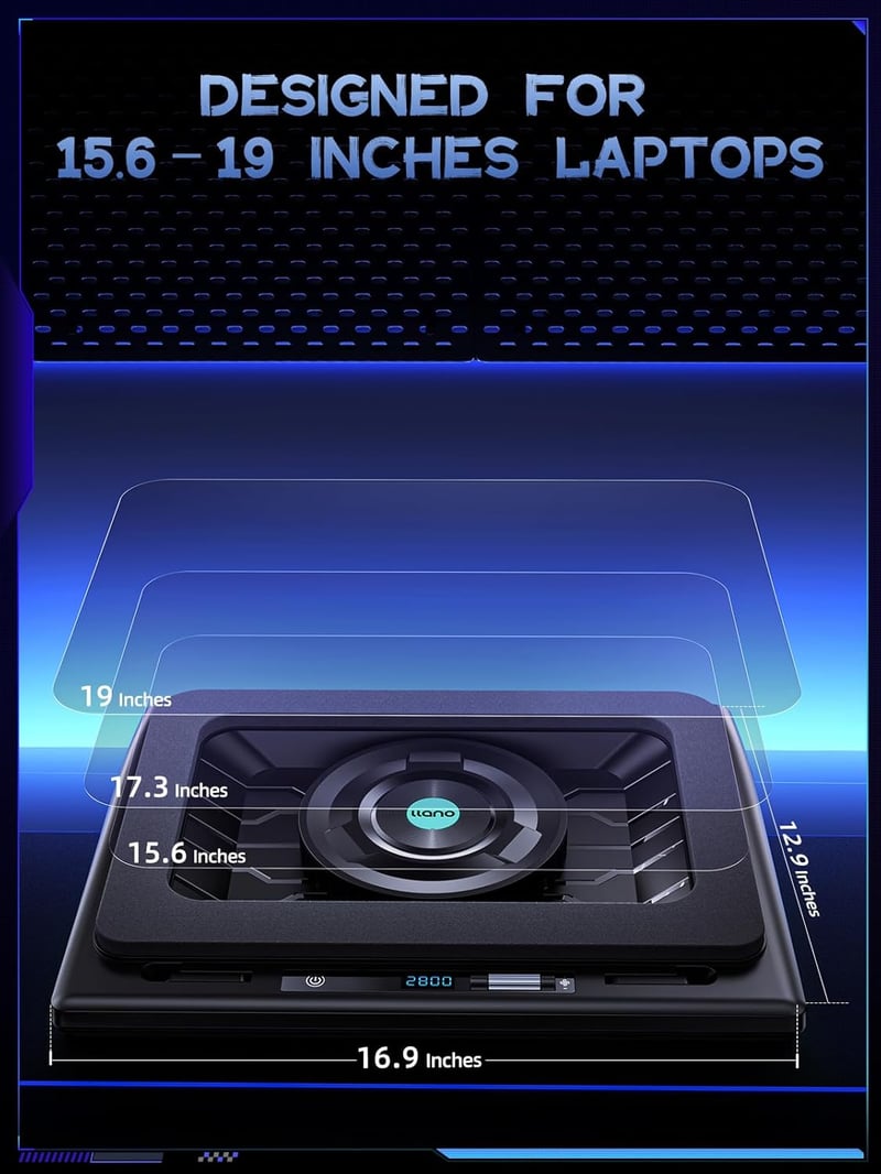 llano RGB Gaming Laptop Cooler 15-19 Hüvelykes Hűtőpad USB 3 Port