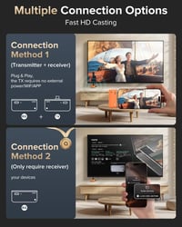 Bezdrôtový HDMI vysielač a prijímač llano S850 USB-C, 4K vstup, 1080P@60Hz výstup, dosah 50 m, Plug and Play, 5G+2,4G, pre telefón, notebook, TV a projektor, oranžový 2
