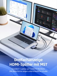 llano USB-C duálny HDMI splitter 4K 60Hz MST rozbočovač pre dva monitory s PD 100W nabíjaním 2