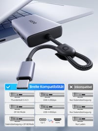 llano USB-C duálny HDMI splitter 4K 60Hz MST rozbočovač pre dva monitory s PD 100W nabíjaním 7