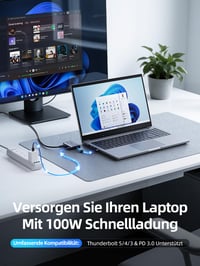 llano USB-C duálny HDMI splitter 4K 60Hz MST rozbočovač pre dva monitory s PD 100W nabíjaním 5