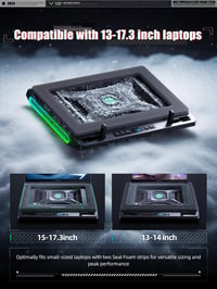 llano V10 RGB chladiaca podložka pre herné notebooky s uhlopriečkou 12–15,6", 10,5 cm ventilátor, nastaviteľná rýchlosť, dotykové ovládanie, 3x USB-A port 6