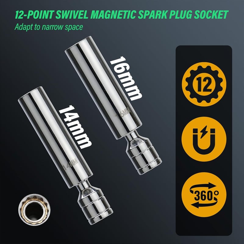 LLAVETOR Nyomatékkulcs 3/8" 5-60 Nm Kerékpár Motorkerékpár Autó Szett Mágneses Gyújtógyertya Hüvely