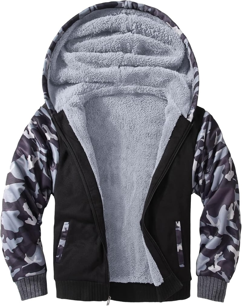 LLdress fiú fleece kabát kapucnival, meleg téli pulóver cipzárral