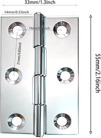 LLRY 10 db rozsdamentes acél ajtópánt 55x34mm bútor zsanér 3