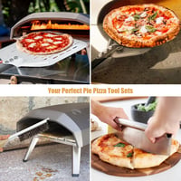 Lmaqfum 4 részes pizzakészlet: perforált lapát, alumínium spatula, pizzavágó, kefe 6