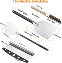 Lmaqfum 4 részes pizzakészlet: perforált lapát, alumínium spatula, pizzavágó, kefe 5