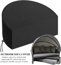 LMYSUFI Kerti Bútor Takaró Vízálló 210D Oxford Szövet UV Védelem Félkör Alakú Napozóágy Védőhuzat 170x72x80cm Fekete 3
