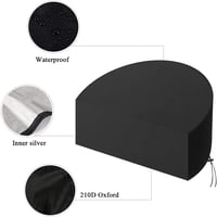 LMYSUFI Kerti Bútor Takaró Vízálló 210D Oxford Szövet UV Védelem Félkör Alakú Napozóágy Védőhuzat 170x72x80cm Fekete 4