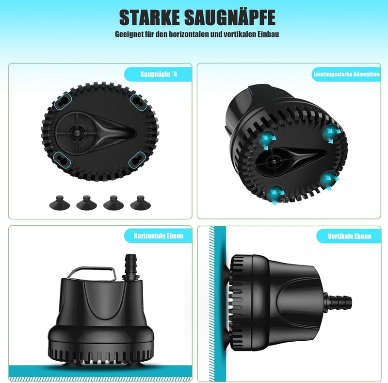 Lnicez Mini Merülő Szivattyú 25W 1500L/h - Akváriumokhoz, Kerti Tavakhoz, Szökőkutakhoz, Alacsony Vízszintű Szivattyúzáshoz, Túlmelegedés El
