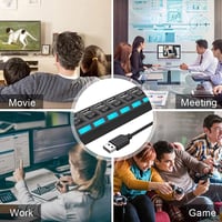 LOBKIN USB Hub 7 Portos Hordozható USB 2.0 Elosztó LED Kapcsolókkal Laptop PC MacBook Számítógép Eszközökhöz 7