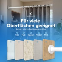 Galerie Telescopică Albă LOBUX Fără Găurire 140-260 cm – Ø 25 mm Bară de Susținere pentru Perdele de Duș, Perdele, Haine 7