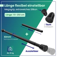 Galerie pentru perdea telescopică neagră LOBUX, fără găurire, 110-250 cm – Ø 32 mm – Bară pentru perdea de duș, bară pentru haine, pentru plasă de pisici, bară cu fixare prin presiune 2