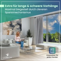 LOBUX Čierna teleskopická záclonová tyč bez vŕtania 210 – 300 cm – Ø 32 mm – tyč na sprchový záves, vešiak na šaty, upínacia tyč, na sieť pre mačky 3