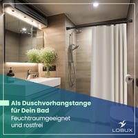LOBUX Čierna teleskopická záclonová tyč bez vŕtania 210 – 300 cm – Ø 32 mm – tyč na sprchový záves, vešiak na šaty, upínacia tyč, na sieť pre mačky 5