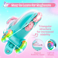 Locavun 4 kerekű görkorcsolya lányoknak, XS:25-27 EU méret, világító kerekek, stabil és biztonságos - Triangular butterfly, XS:25-27 EU 2