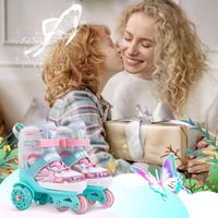 Locavun 4 kerekű görkorcsolya lányoknak, XS:25-27 EU méret, világító kerekek, stabil és biztonságos - Triangular butterfly, XS:25-27 EU 6