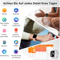 LODIMEKE okosóra telefonfunkcióval, 1,96", vérnyomás, pulzus, 100+ sportmód, IP67, Android/iOS 7
