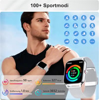 LODIMEKE okosóra telefonfunkcióval, 1,96", vérnyomás, pulzus, 100+ sportmód, IP67, Android/iOS 4