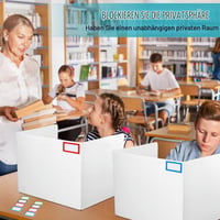 LOEPENLE Separator de birou, 8 bucăți, Paravan pliabil pentru birou, formă de U, separator de spațiu pentru școală și birou, cu 8 etichete, protecție pentru masa de bibliotecă 4