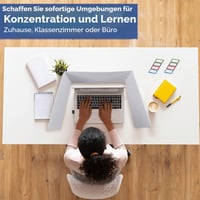 LOEPENLE Separator de birou, 8 bucăți, Paravan pliabil pentru birou, formă de U, separator de spațiu pentru școală și birou, cu 8 etichete, protecție pentru masa de bibliotecă 6