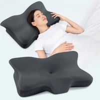 LOFTER Silkena ergonomikus nyaki memóriahabos párna oldalt, háton és hason alvóknak, légáteresztő, sötétszürke 1