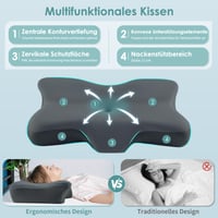 LOFTER Silkena ergonomikus nyaki memóriahabos párna oldalt, háton és hason alvóknak, légáteresztő, sötétszürke 2