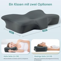 LOFTER Silkena ergonomikus nyaki memóriahabos párna oldalt, háton és hason alvóknak, légáteresztő, sötétszürke 3