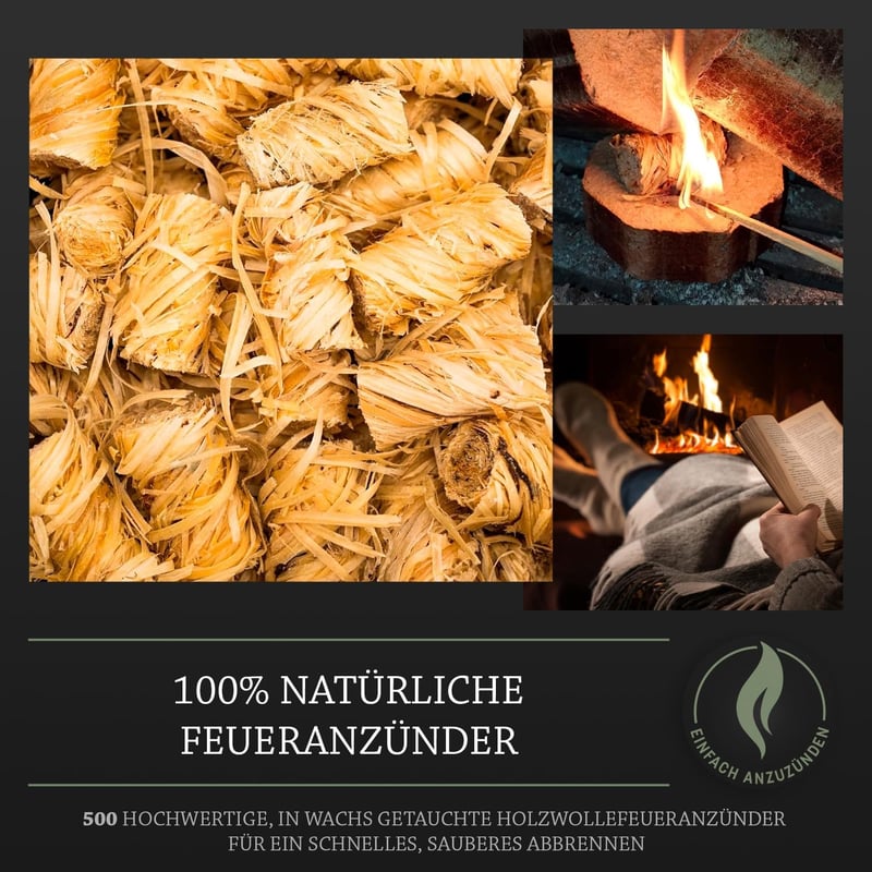 Log-Barn 500 db Természetes Fa Tűzgyújtó - Eco Wood Firelighter Szett Kályha, Grill és Kemence Használatra