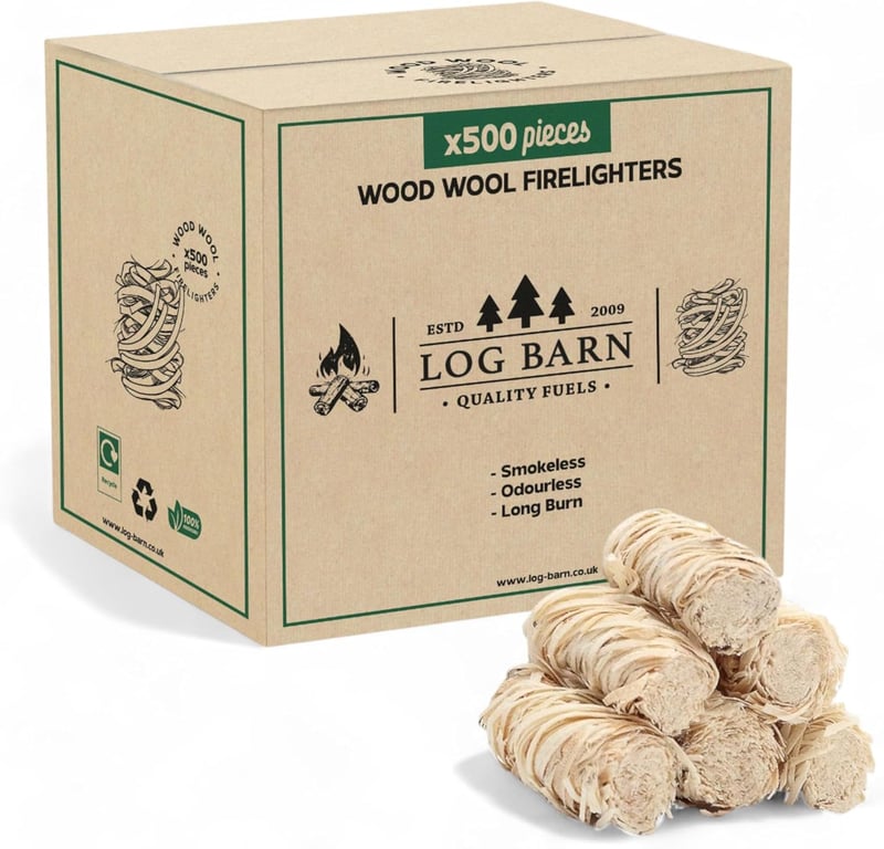 Log-Barn 500 db Természetes Fa Tűzgyújtó - Eco Wood Firelighter Szett Kályha, Grill és Kemence Használatra