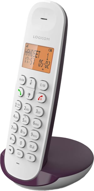 Logicom ILOA 150 DECT Bežični telefon - Zvučnik - Veliki zaslon s 4 retka - Domet 300 m - 7h razgovora - Patlidžan ljubičasta